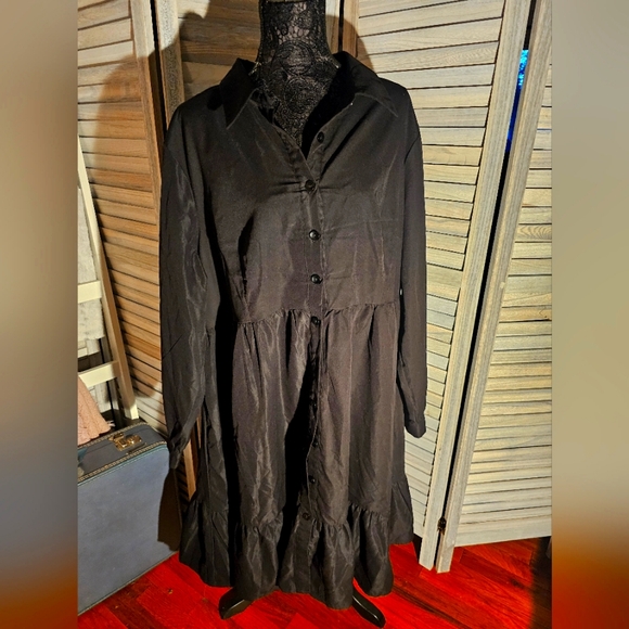 Shein black button up long sleeve dress - Picture 1 of 5